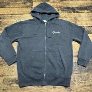 Fender Full Zip Hoodie Sweatshirt Graphic Print Rock & Roll Lifestyle‎ M